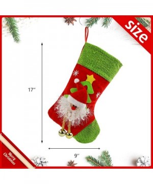 4 pcs Felt Christmas Stockings 3D Santa Snowman Bear and Reindeer Green Cuff Xmas Holders Gift Bag for Ornament Party Accesso...