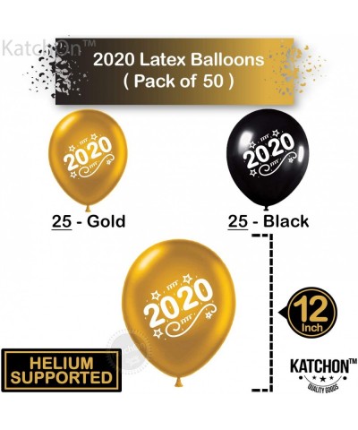 Black and Gold 2020 Latex Balloons - Pack of 50 - Beautifuly Printed 2020 on Latex Balloons - New Year Balloons - Graduation ...