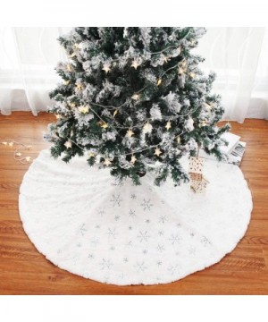 90cm Christmas Tree Skirt Luxury Faux Fur Tree Skirts for Xmas Holiday Decorations (Silver) - Silver - CQ19282INN7 $23.54 Tre...
