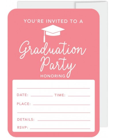 Graduation Invitations with Envelopes- 5x7-inch- Coral- 24-Pack- Junior High School College University Masters PhD Grad Party...