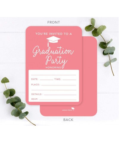 Graduation Invitations with Envelopes- 5x7-inch- Coral- 24-Pack- Junior High School College University Masters PhD Grad Party...