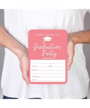 Graduation Invitations with Envelopes- 5x7-inch- Coral- 24-Pack- Junior High School College University Masters PhD Grad Party...