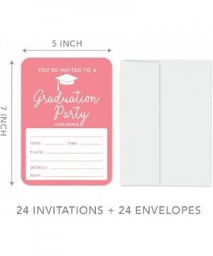 Graduation Invitations with Envelopes- 5x7-inch- Coral- 24-Pack- Junior High School College University Masters PhD Grad Party...
