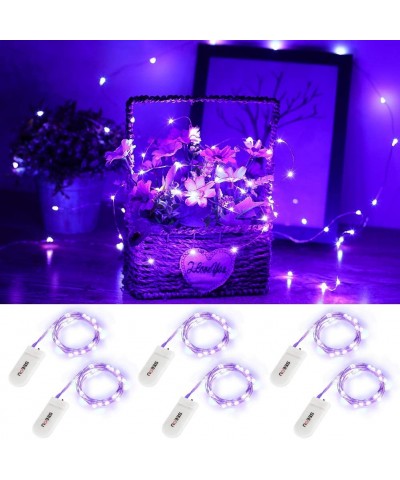 6 Pack Purple Fairy String Lights Battery Operated Fairy Lights Starry String Lights on 3.3ft/1m Silvery Copper Wire DIY Chri...