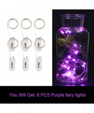 6 Pack Purple Fairy String Lights Battery Operated Fairy Lights Starry String Lights on 3.3ft/1m Silvery Copper Wire DIY Chri...