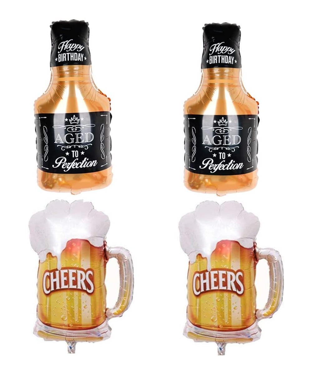 Beer Cup Balloons Set of 4- Whisky Helium Mylar Balloons Decor Fit for Summer Party- Beer Festival- Birthday Party and More (...