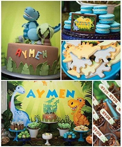 Dinosaur Cake Topper 3rd Birthday- Glittery Happy 3rd Birthday Dinosaur Cake Toppers for 3 Year Old Boys and Kids Roar Jurass...