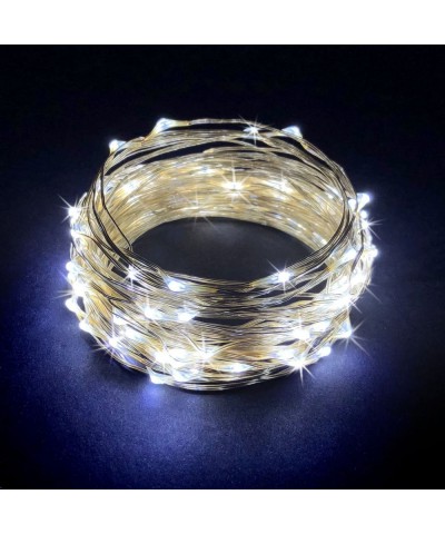 100 LEDs String Lights Plug-in on 32 Feet Long Silver Color Wire- Indoor Outdoor Use (Cold White Color 100 LEDs 32 FEET) - Co...
