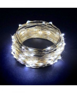 100 LEDs String Lights Plug-in on 32 Feet Long Silver Color Wire- Indoor Outdoor Use (Cold White Color 100 LEDs 32 FEET) - Co...