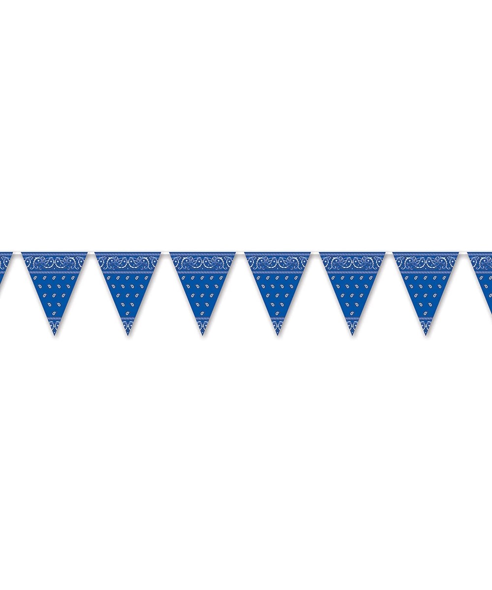 Bandana Pennant Banner- 11" x 12'- Blue/White-57720-B - Blue - CQ17AACO3XA $6.89 Banners & Garlands