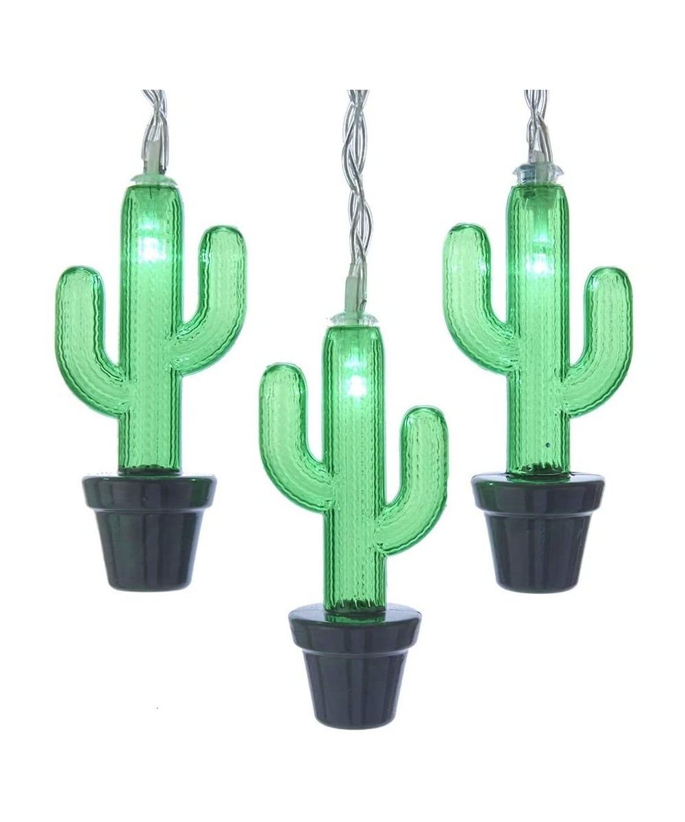 Battery-Operated 10 Cactus LED Light Set- Green- Black- Clear - C618RI2OGGL $10.00 Indoor String Lights