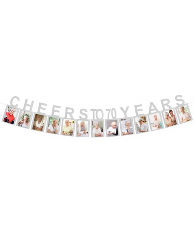 Cheers to 70 Years Silver Photo Banner Happy 70th Birthday Milestone Anniversary Party Decoration Hanging Supplies for Women ...