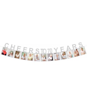 Cheers to 70 Years Silver Photo Banner Happy 70th Birthday Milestone Anniversary Party Decoration Hanging Supplies for Women ...