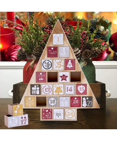 Countdown to Christmas Calendar 2020 Nature Wooden Tree Shape Advent Calendar with 24 Storage Drawers- for Kids- 15" Tall - C...