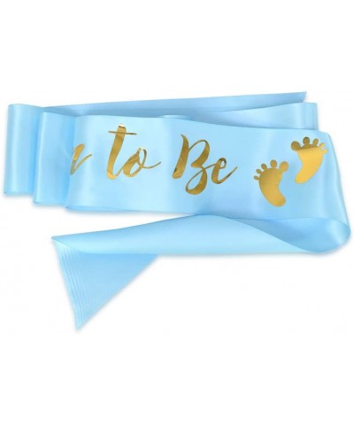 Light Blue"Mom to Be" Sash Baby Shower Gifts Gender Reveals Party Favor-Metallic Gold Print - CP18LS8RMRH $6.17 Favors