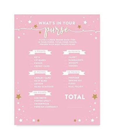 Twinkle Twinkle Little Star Pink Baby Shower Collection- What's in Your Purse? Game Cards- 20-Pack- Games Activities and Deco...