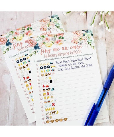 Pink Floral Baby Shower Nursery Rhyme Emoji Game - 20 Guests - CV18LNGTTIE $8.51 Party Games & Activities