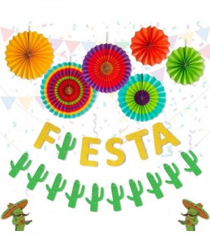 Fiesta Banner Cacti Garlands Colorful Paper Fans Cinco De Mayo Party Supplies - CL18D2A9WOQ $9.83 Banners & Garlands