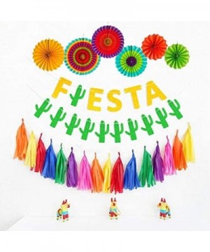 Fiesta Banner Cacti Garlands Colorful Paper Fans Cinco De Mayo Party Supplies - CL18D2A9WOQ $9.83 Banners & Garlands