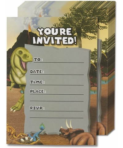 Dinosaur Invitation Cards - 24 Fill-in Invites with Envelopes for Kids Birthday and Theme Party- 5 x 7 Inches- Postcard Style...