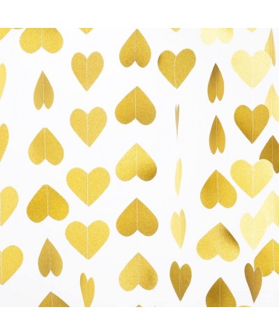 Heart Paper Garland Circle Chain Hanging Decor- 10ft (Glitter Gold- 2pc) - Gold Glitter - CV17YWRYLT0 $5.90 Banners & Garlands