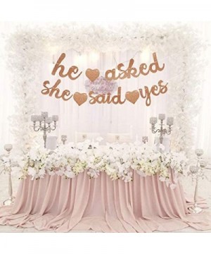 He Asked She Said Yes Banner Bachelorette Garland Rose Gold Glitter Bridal Shower Engagement Valentine's Day Party Decoration...