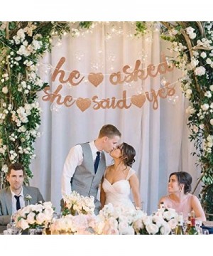 He Asked She Said Yes Banner Bachelorette Garland Rose Gold Glitter Bridal Shower Engagement Valentine's Day Party Decoration...
