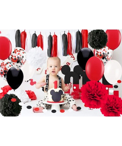 Pirate Party/Minnie Mouse Party Supplies White Black Red Balloons Pirate Birthday Party Decorations/ First Birthday Girl Deco...