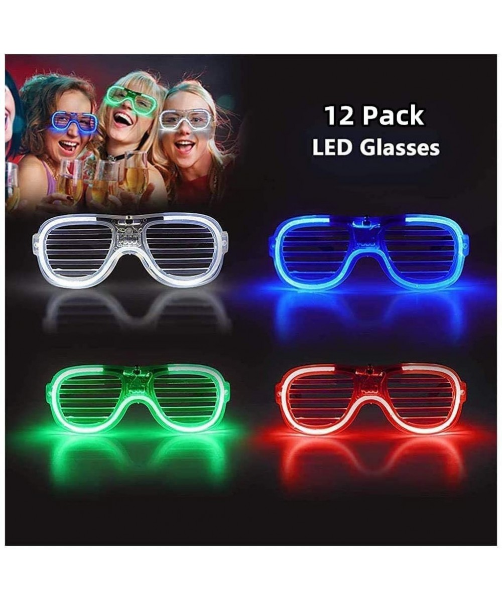 LED Glasses-12 Pack LED Color Lights Up Glasses Glow Glasses Neon Party Supplies in The Dark Halloween Favors Birthday for Ad...