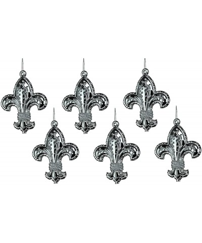 6 Pack Fleur Christmas Ornaments- 4"- Silver- 6 Count - CC1956Z8LMQ $8.08 Ornaments