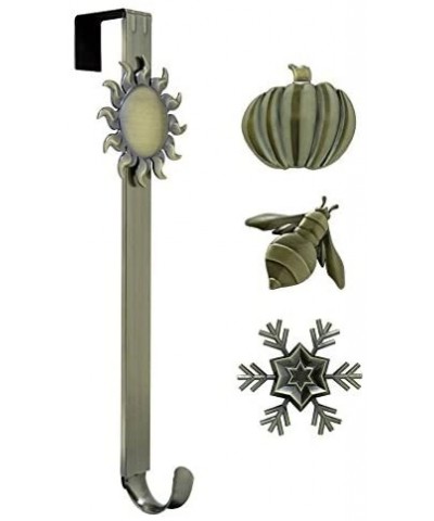 Adjustable Length Wreath Hanger with Interchangeable Icons (Antique Brass-Sun/Snowflake/Bee/Pumpkin) - Antique Brass-sun/Snow...