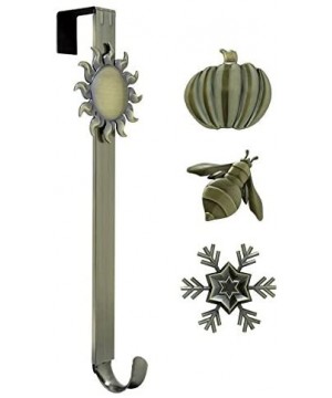 Adjustable Length Wreath Hanger with Interchangeable Icons (Antique Brass-Sun/Snowflake/Bee/Pumpkin) - Antique Brass-sun/Snow...