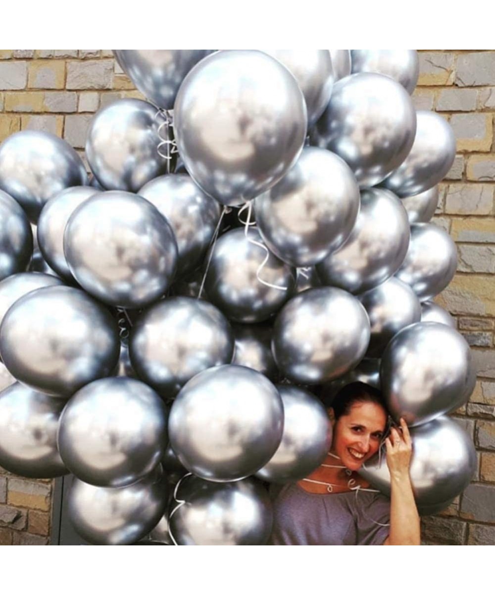 Chrome Metallic Silver Balloons for Party 50 pcs 12 inch Thick Latex Balloons for Birthday Wedding Engagement Anniversary Chr...