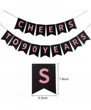 90th Birthday Party Decorations for Women - Glitter Cheers to 90 Years Banner- 6Pcs Poms- 6Pcs 90 Hanging Swirls - Rose Gold ...