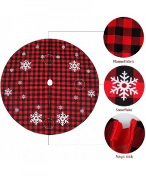 Buffalo Plaid Christmas Tree Skirt- 48 Inch Red and Black Buffalo Check Tree Skirt with White Snowflake Printed- Double Layer...
