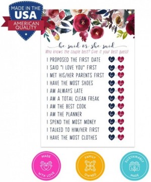 Navy Floral Bridal Shower Games (25 Pack) He Said She Said Cards - Bride or Groom Said It - Guess Who Knows Couple Best Guess...