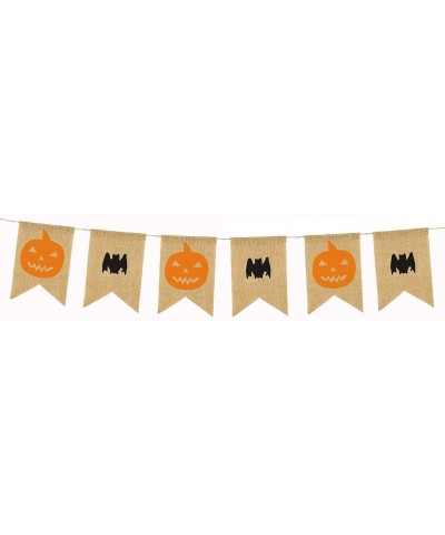 Halloween Burlap Banners- Pumpkin Head and bat Bunting Indoor Outdoor Bedroom-Fireplace-Garden Halloween Party Decorations Bl...