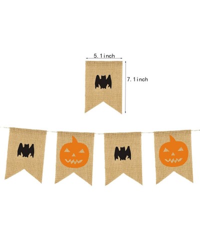 Halloween Burlap Banners- Pumpkin Head and bat Bunting Indoor Outdoor Bedroom-Fireplace-Garden Halloween Party Decorations Bl...