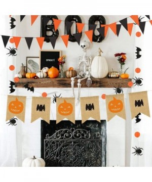 Halloween Burlap Banners- Pumpkin Head and bat Bunting Indoor Outdoor Bedroom-Fireplace-Garden Halloween Party Decorations Bl...