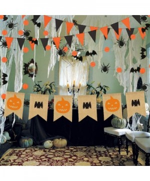 Halloween Burlap Banners- Pumpkin Head and bat Bunting Indoor Outdoor Bedroom-Fireplace-Garden Halloween Party Decorations Bl...