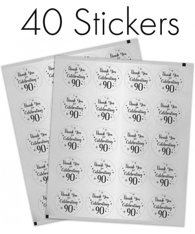 Silver 90th Birthday Thank You Stickers - 1.75 in - 40 Labels - CA18YAGLIZA $7.88 Favors