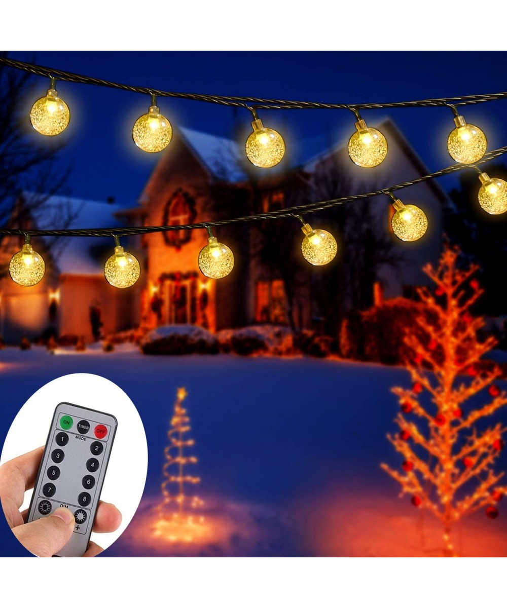 Battery Operated String Lights- 33ft 60 Crystal Balls Outdoor String Lights with Remote Controller + 8 Pcs Lighting Hooks- LE...