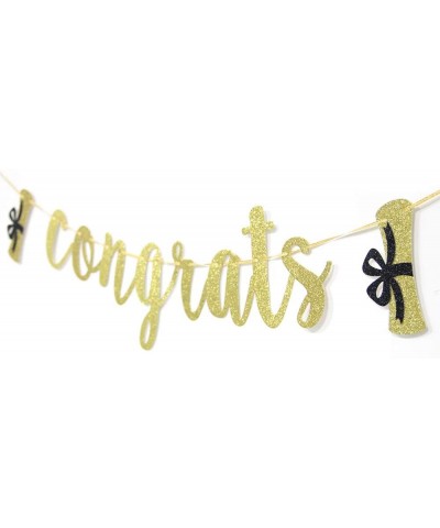 Gold Glitter Congrats Banner Graduation Banner Graduation Party Supplies - C918AZH4ZN0 $5.18 Banners & Garlands