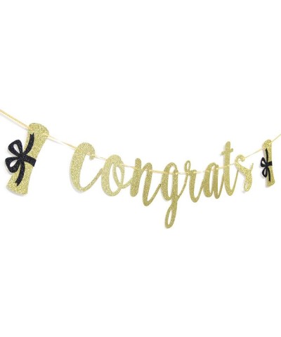 Gold Glitter Congrats Banner Graduation Banner Graduation Party Supplies - C918AZH4ZN0 $5.18 Banners & Garlands