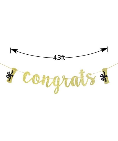 Gold Glitter Congrats Banner Graduation Banner Graduation Party Supplies - C918AZH4ZN0 $5.18 Banners & Garlands