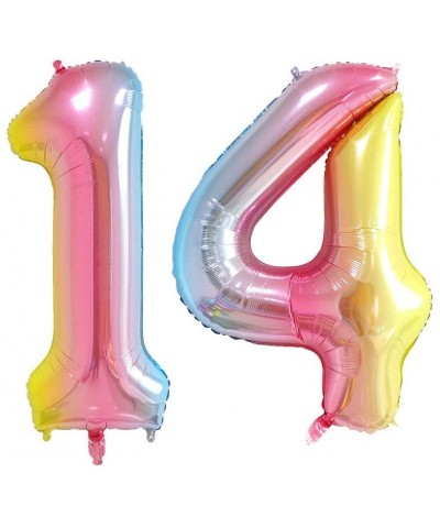 Number 14 Rainbow Foil Jumbo Digital Mylar Balloons- 40inch 14th Birthday Party Decorations- Colorful Party Balloon Supplies ...