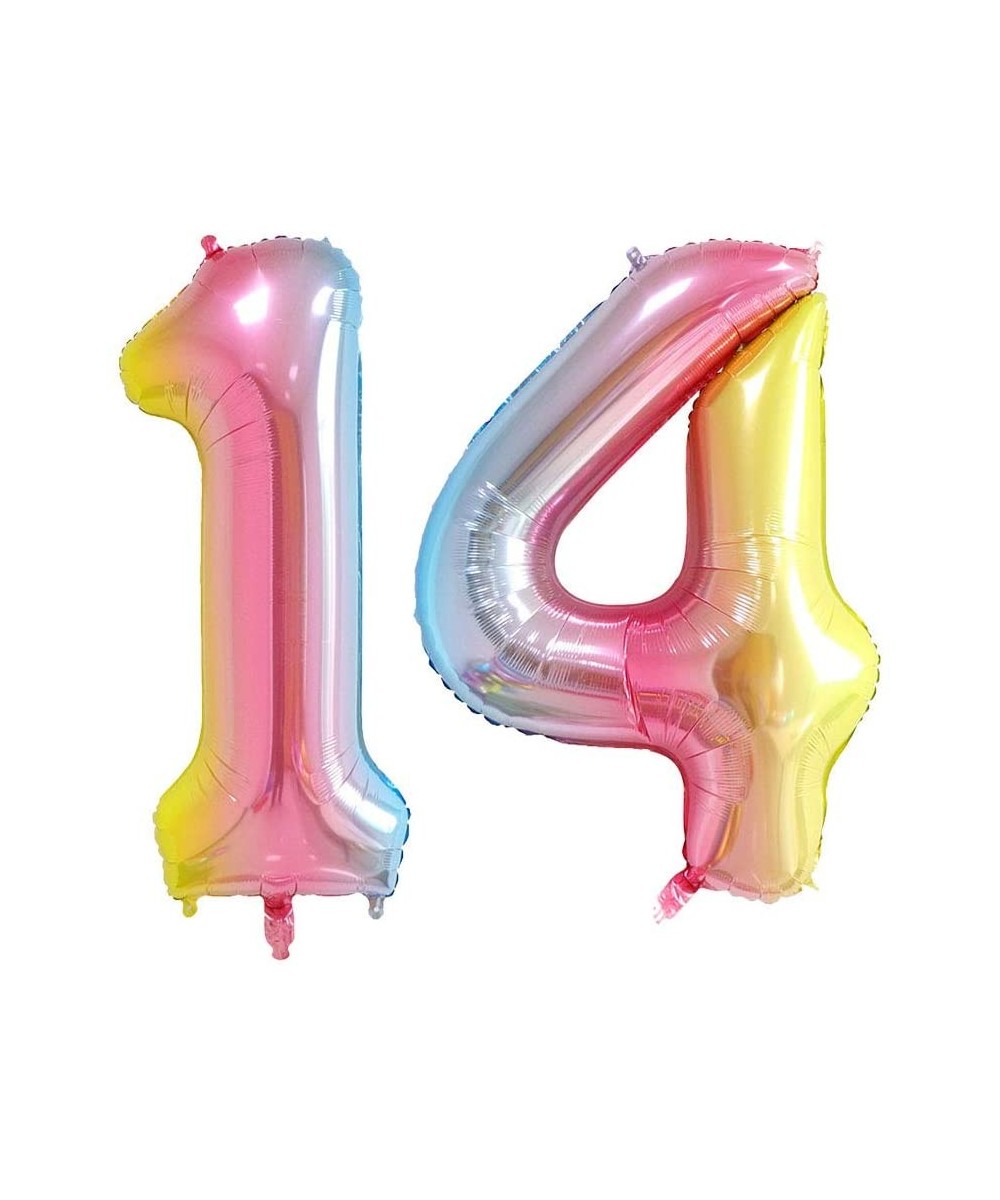 Number 14 Rainbow Foil Jumbo Digital Mylar Balloons- 40inch 14th Birthday Party Decorations- Colorful Party Balloon Supplies ...