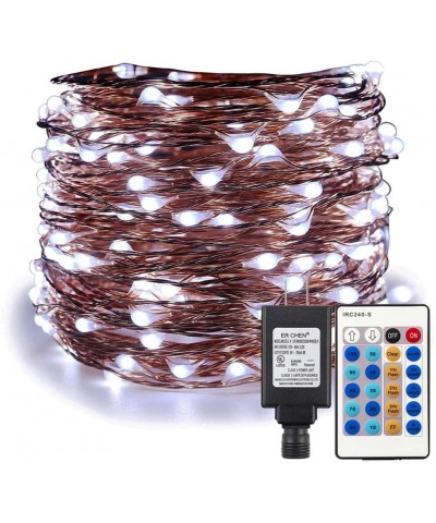 Dimmable LED String Lights Plug in- 99 FT 300 LED Cool White Fairy Lights with Remote- Indoor/Outdoor Copper Wire Christmas D...