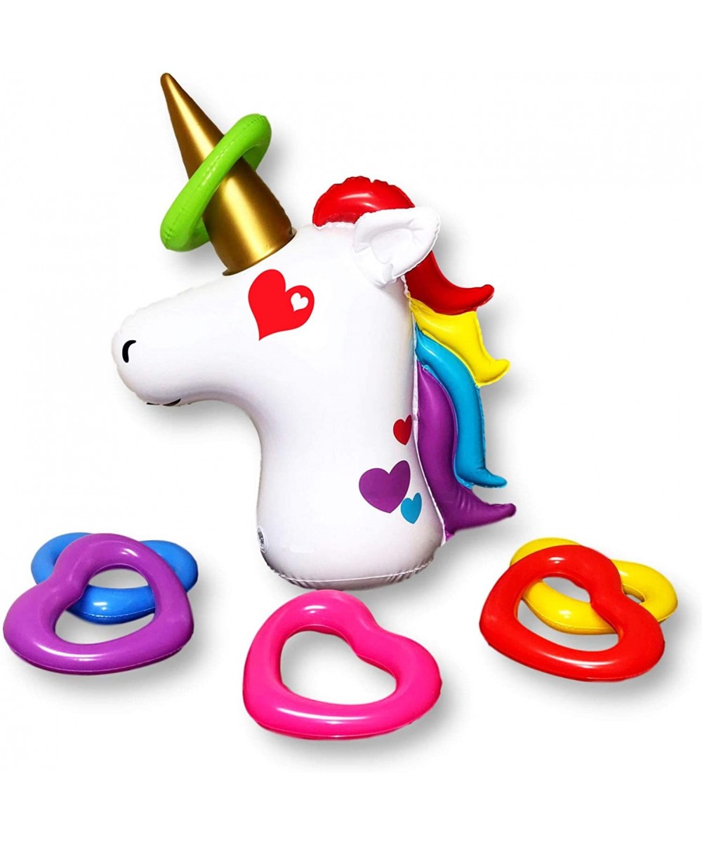 Inflatable Unicorn Ring Toss Valentine Birthday Party Game - Rainbow Colors - CR18O50QA8A $11.29 Party Favors