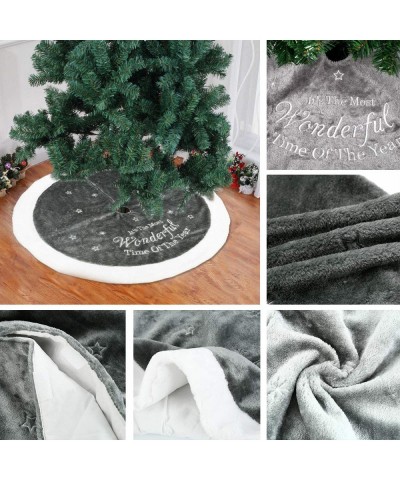 Christmas Tree Skirt- 36" Luxury Faux Fur with Snowflake Double Layers Soft Tree Skirt for Xmas Holiday Home Party Decoration...